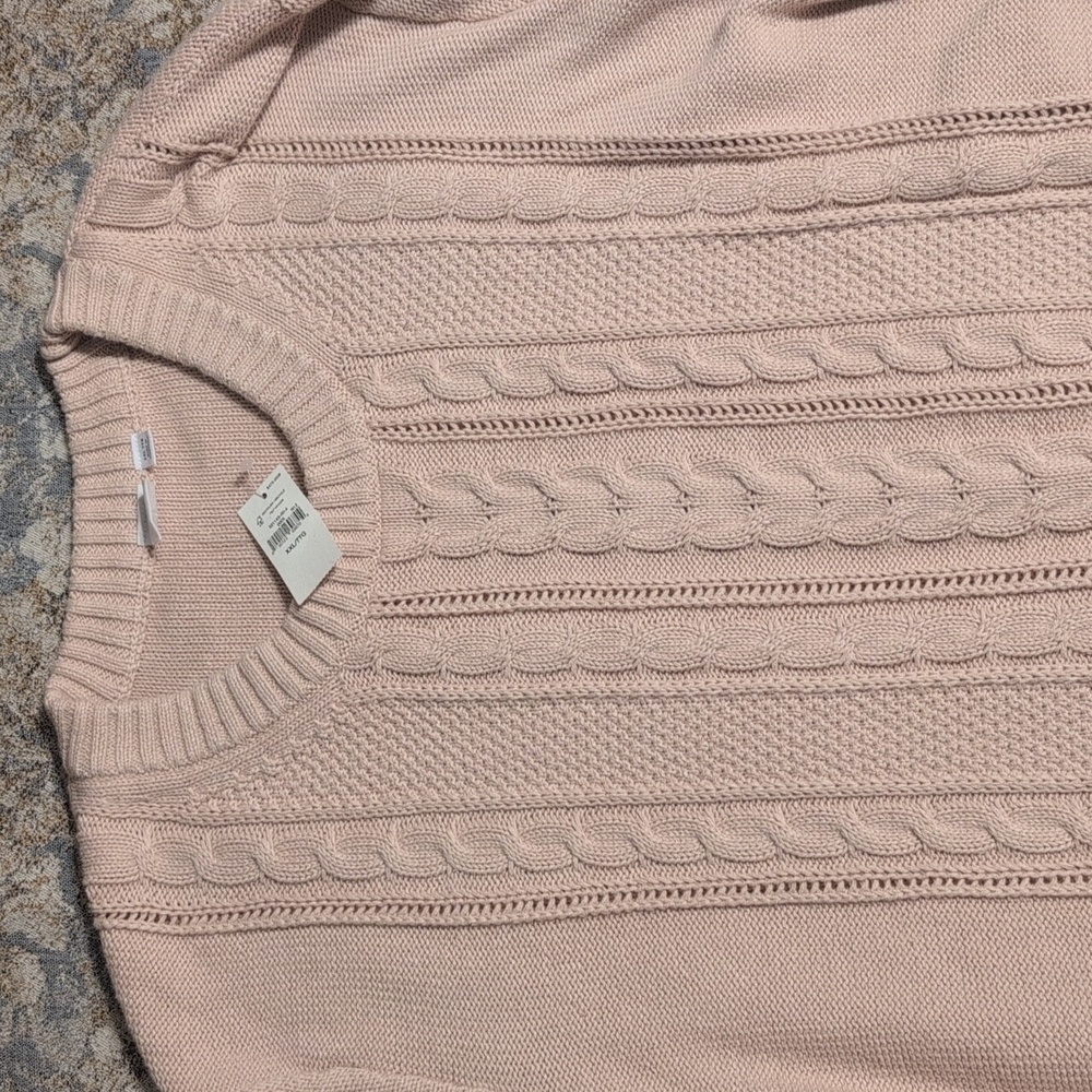 NWT GAP Cotton Women's Cable Knit Sweater - Light Pink
